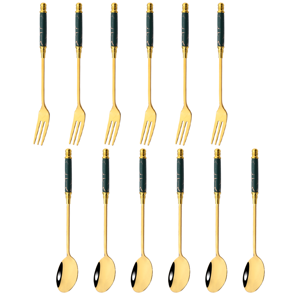 Food Snacks That Are Green - 12Pcs Creatieve Dessert Lepel Vork Westerse