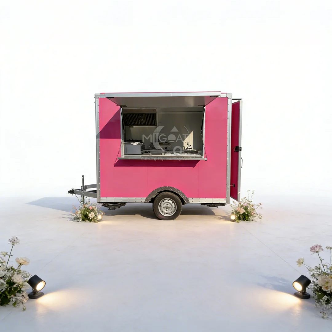 Trendy roze mobiele foodtruck, - Food E Snacks recensie en prijs