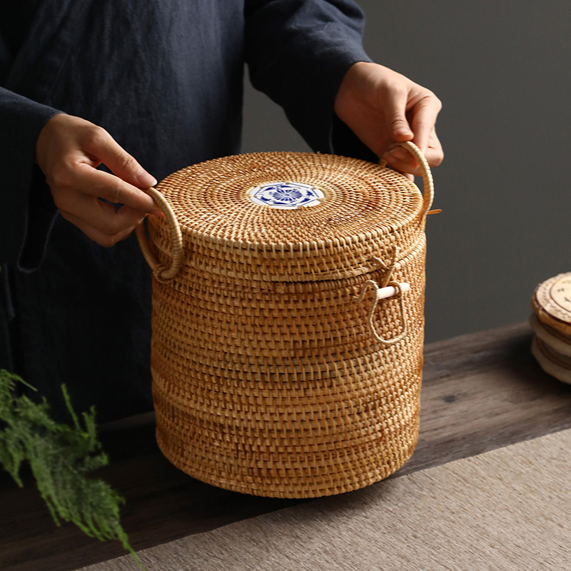Food Snacks That Are Green - Handgeweven Rotan Thee Opbergdoos Met Deksel
