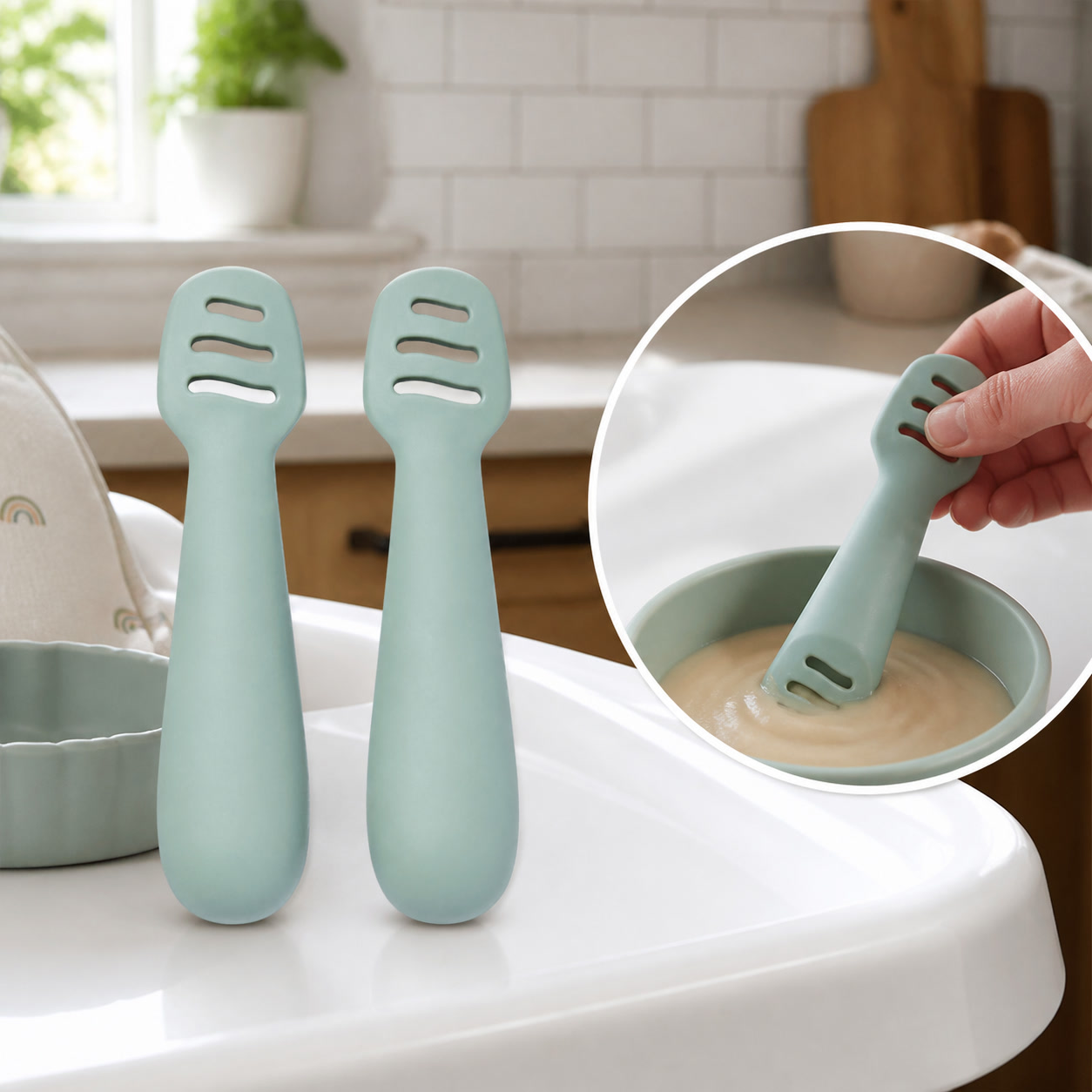 2 stuks groene baby-dompellepe - Food Snacks That Are Green recensie en prijs